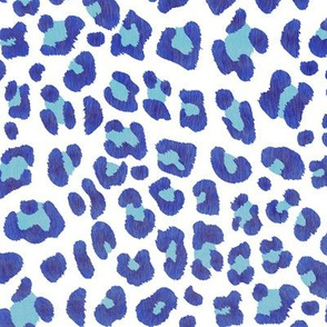 Animalier-Leopard Print-Blue On White