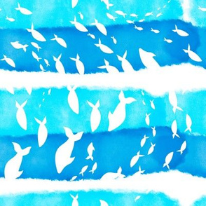 Beautiful watercolor ocean seamless pattern