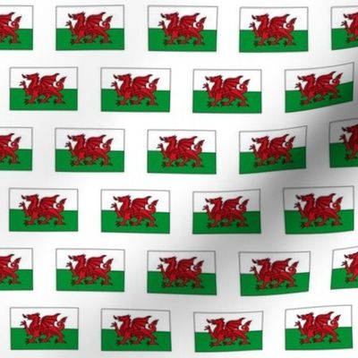 welsh flag fabric - cymru fabric, welsh dragon - white