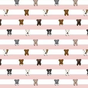 TINY pitbull stripes dog breed fabric pink