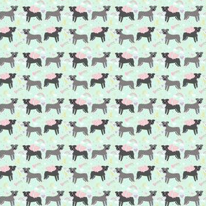 TINY pitbulls unicorn rainbow dog breed fabric 