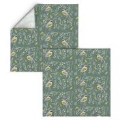 Yellow Robin & Wattle on Vintage Green // standard