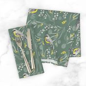 Yellow Robin & Wattle on Vintage Green // standard