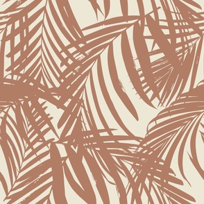 palm leaf JUMBO scale - palm fronds wallpaper, terracotta beige