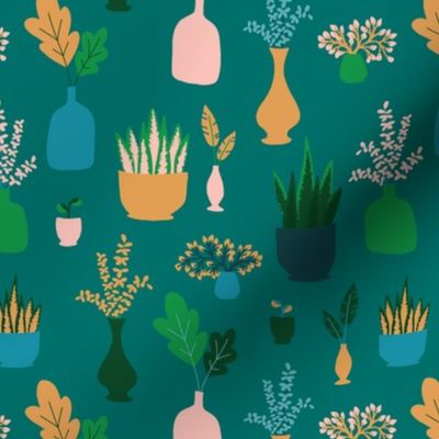 Simple Vases on teal