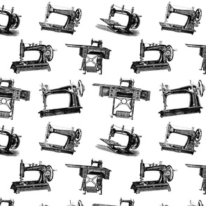 Antique Sewing Machines in Black & White (Large Scale)