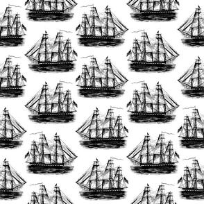 Classic Sailing Ships in Black & White (Large Scale)