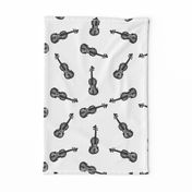 Vintage Violin Music Pattern in Black & White (Large Scale)