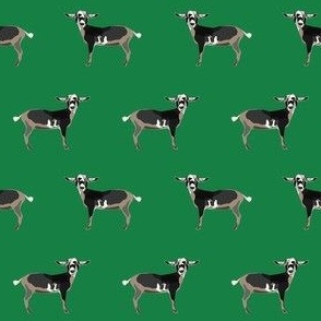 nigerian dwarf fabric - goat fabric, farm animal fabric -green