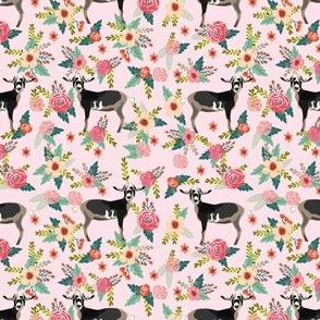nigerian dwarf floral fabric - goat fabric, farm fabric, farm florals - pink
