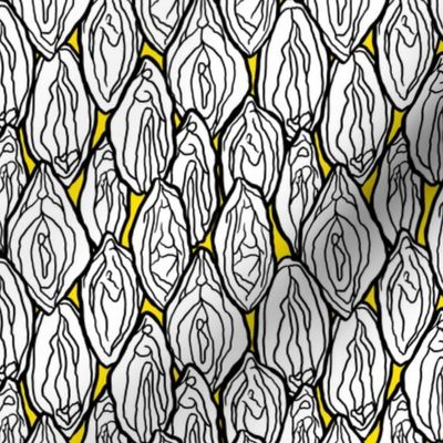 Vaginas Fabric Black, white & yellow, Medium