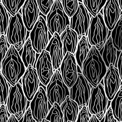Vagina Fabric Black, white outlines, Medium