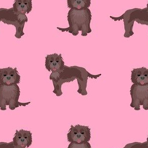 chocolate cockapoo fabric - dog fabric - pink