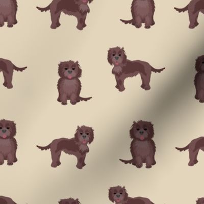 chocolate cockapoo fabric - dog fabric - tan
