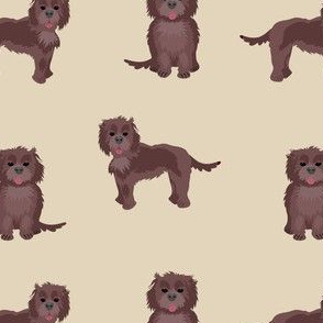 chocolate cockapoo fabric - dog fabric - tan