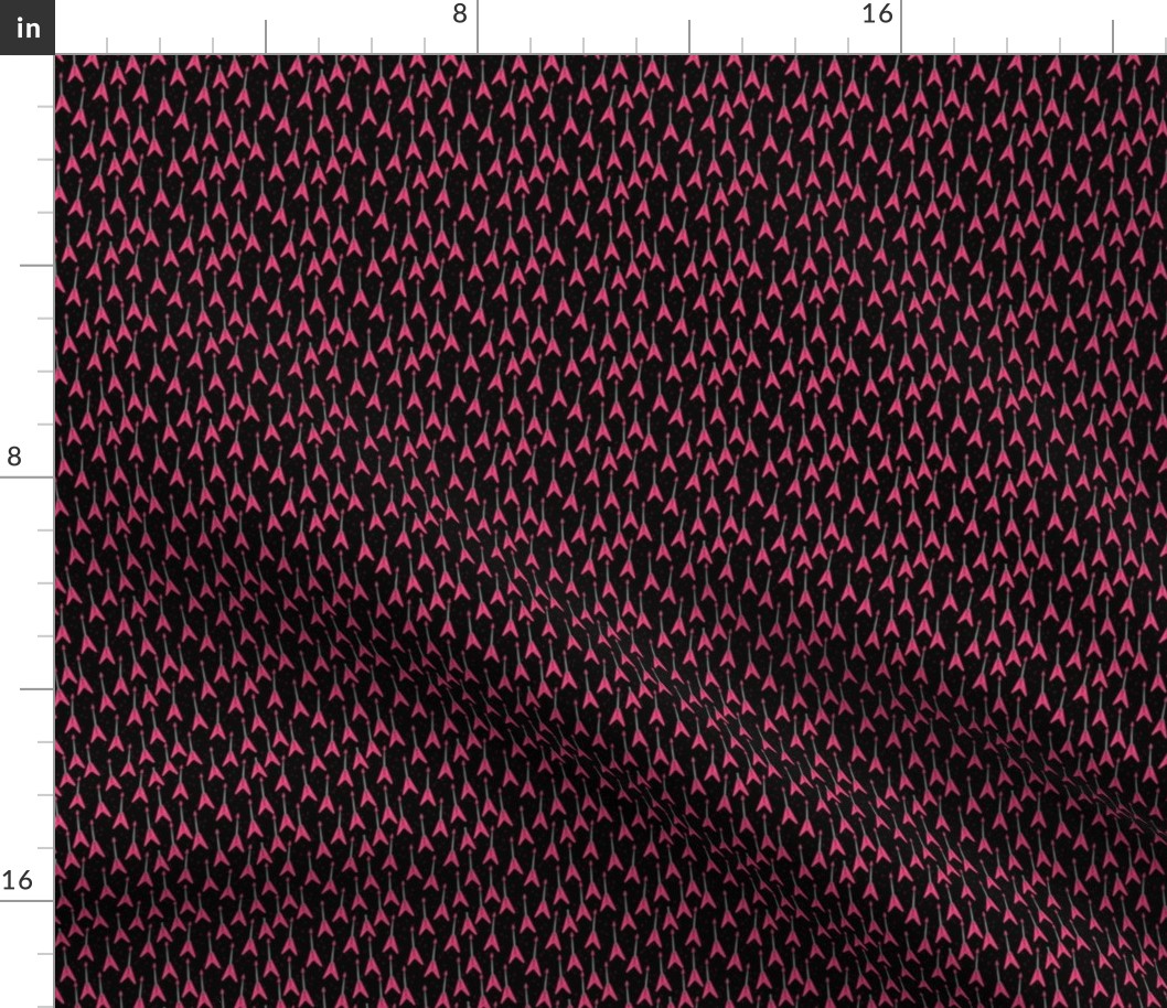 SMALL pink v guitar fabric - guitar fabric, music guitar - black