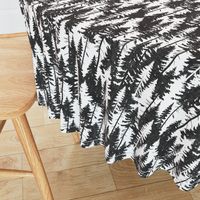 Pine Tree Camouflage / Black White Linen Texture Camo Woodland Fabric Wallpaper