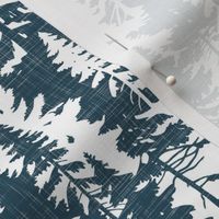 Pine Tree Camouflage / Blue White Linen Texture Camo Woodland Fabric Wallpaper