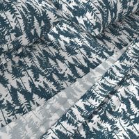 Pine Tree Camouflage / Blue White Linen Texture Camo Woodland Fabric Wallpaper