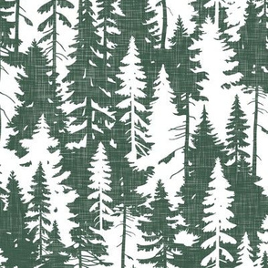 Pine Tree Camouflage / Green White Linen Texture Camo Woodland Fabric Wallpaper