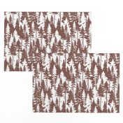 Pine Tree Camouflage / Maroon White Linen Texture Camo Woodland Fabric Wallpaper