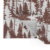 Pine Tree Camouflage / Maroon White Linen Texture Camo Woodland Fabric Wallpaper