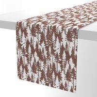 Pine Tree Camouflage / Maroon White Linen Texture Camo Woodland Fabric Wallpaper