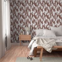 Pine Tree Camouflage / Maroon White Linen Texture Camo Woodland Fabric Wallpaper