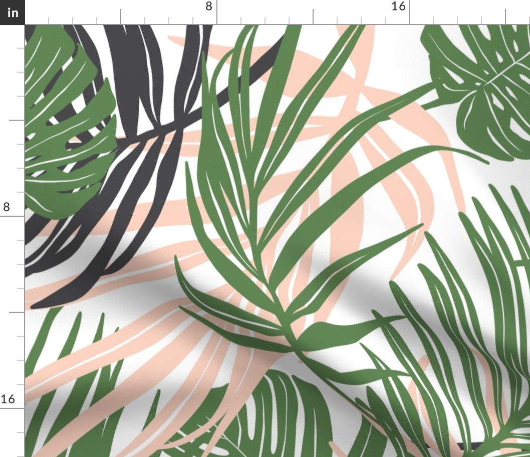 Hideaway - Tropical Palm Leaves White Jumbo Scale
