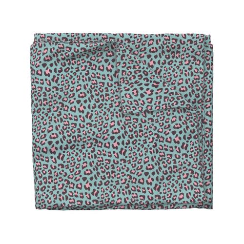 Animalier-Leopard Print-DarkBerry & Pink On Lt. Turquoise