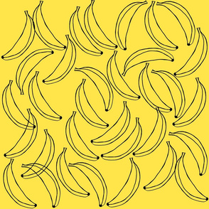 Cute Bananas on Yellow Background