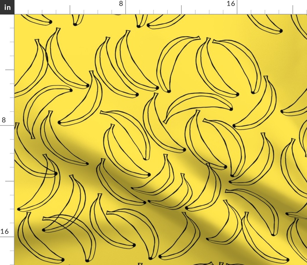 Cute Bananas on Yellow Background