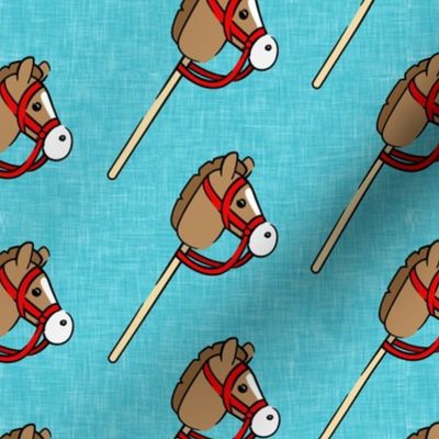 horses on a stick - children's western cowboy & cowgirl (blue) - LAD20