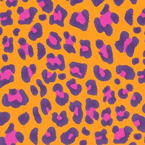 Animalier-Leopard Print-Purple & Hot Pink On Orange