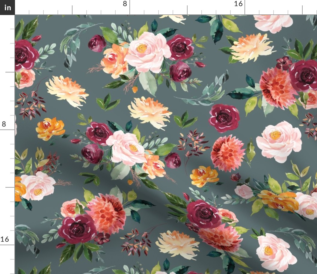 paprika floral eucalyptus mint background