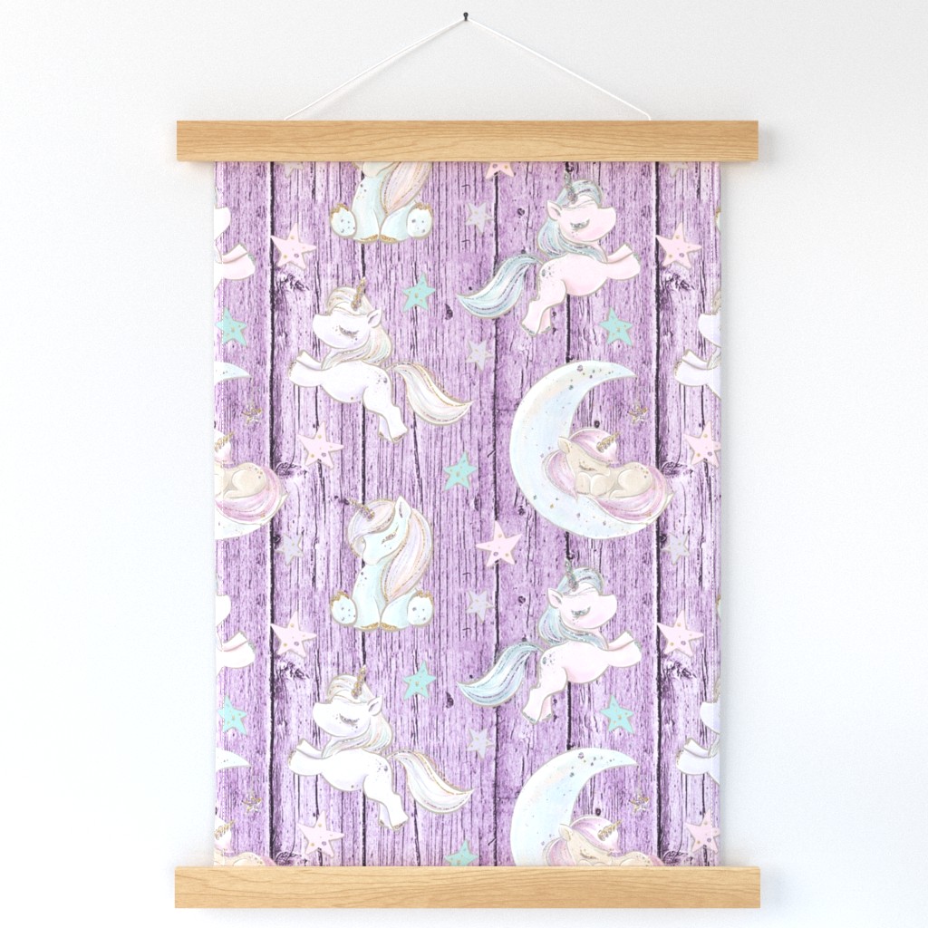 unicorn star purple wood