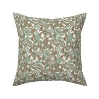 May Paisley: Green & Chestnut Modern Paisley Design, Powdery Green Paisley