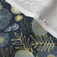 Small Spring Floral M+M Navy Black by Friztin