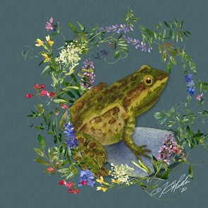 Green Frog with Midsummer Flowers