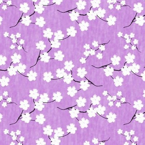 Sumi-e Inspired Sakura Blossoms on Lilac - Small Scale