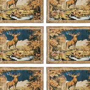 vintage deer tapestry blue stag