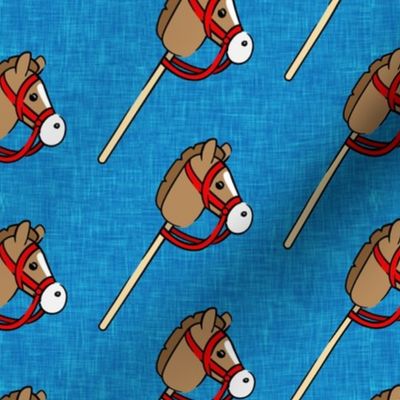 horses on a stick - children's western cowboy & cowgirl (blue 2) - LAD20