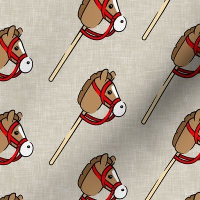 horses on a stick - children's western cowboy & cowgirl (beige) - LAD20