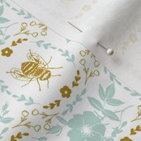 Mustard Yellow and Teal Bee Cameo - Small