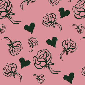Black Roses on Dusty Pink