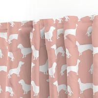 Dachshunds -  white on pink