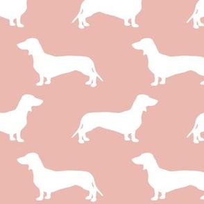 Dachshunds -  white on pink