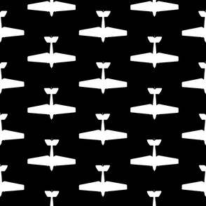 Vintage Airplanes Classic Print with Black Background (Large Scale)