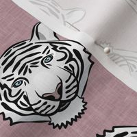 white tigers - tossed on mauve - LAD20