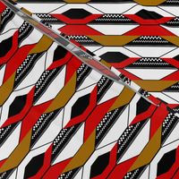 Abstract Geometric/ Red Gold Black White  